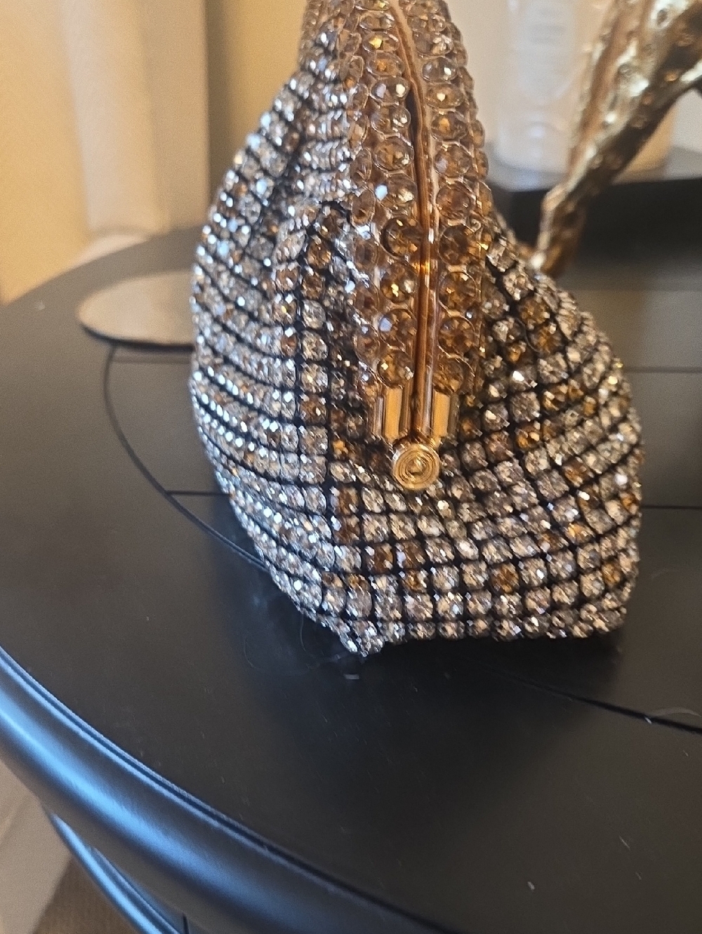 Nwt Unique Gold and Silver Crystal Embellished Evening Clutch Bag - Picture 11 of 11
